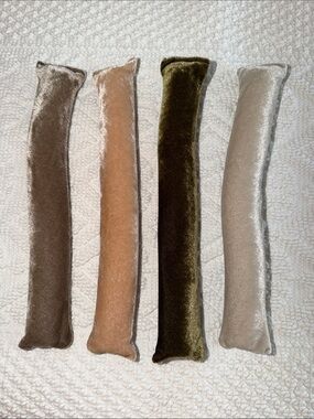 Kitsch Velvet Draft Stoppers in Taupe, Beige, Olive, and Light Gray